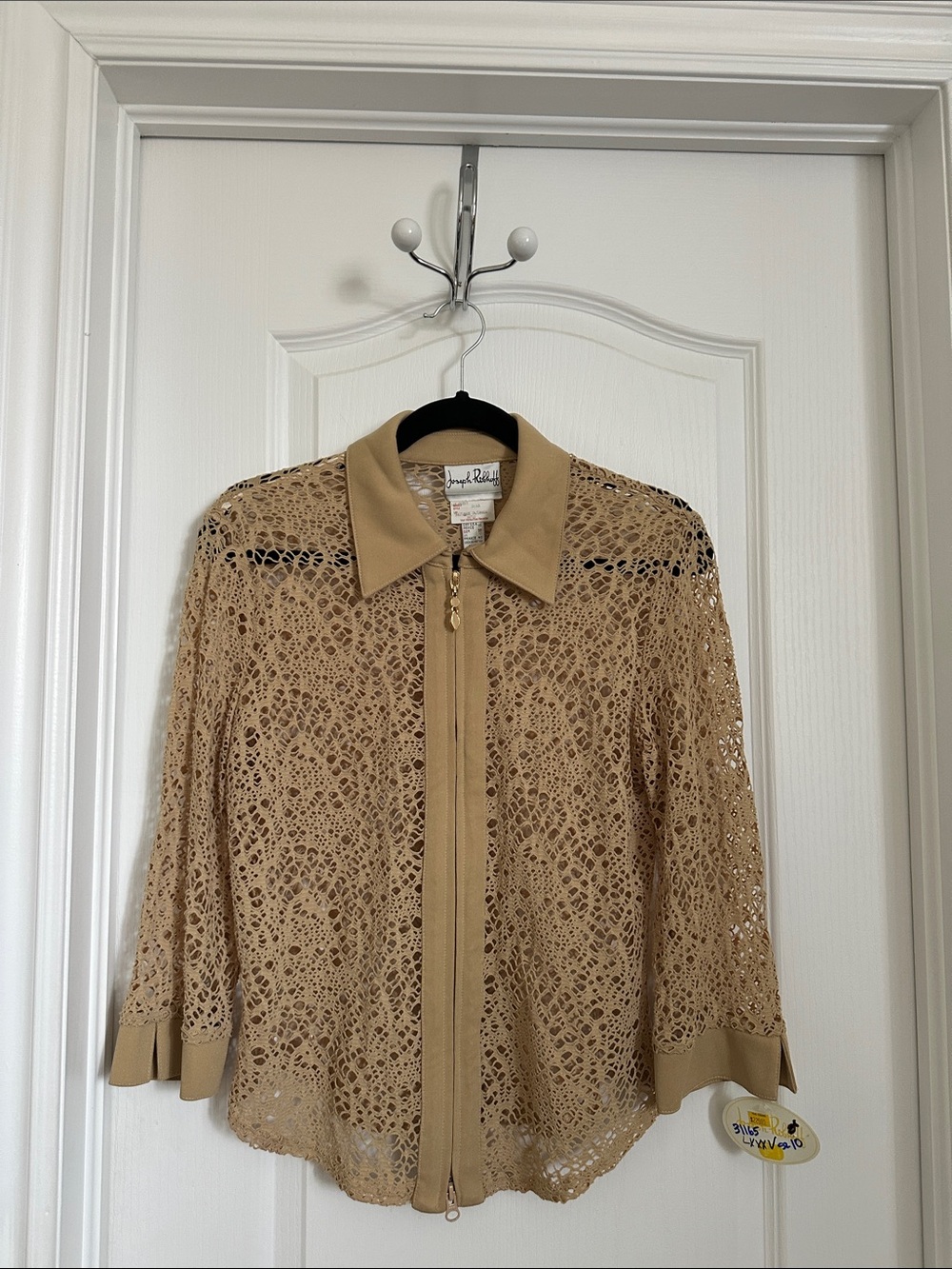 Joseph Ribkoff Tan lace Zip-Front Jacket